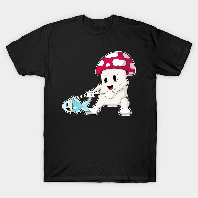 Mushroom Fisher Fish Fishing T-Shirt by Markus Schnabel